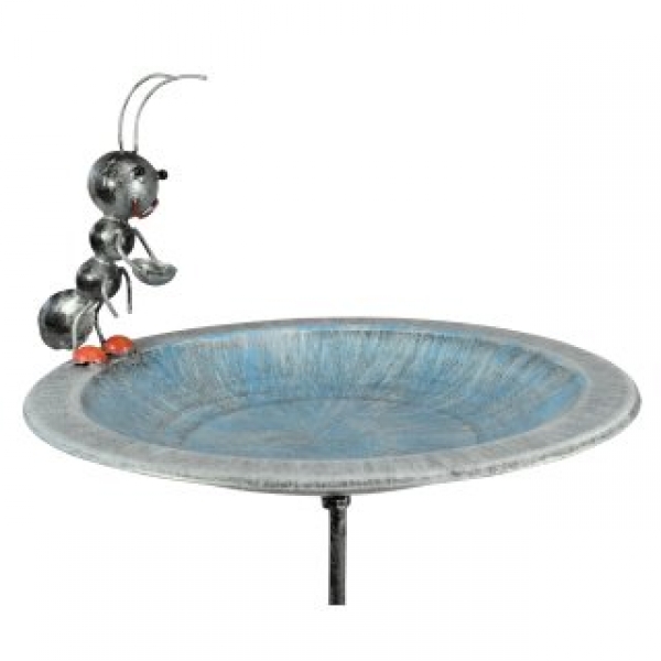 Vogelbad Vogeltränke aus Metall mit Ameise 103 cm hoch